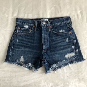 Agolde High Rise Dark Blue Shorts